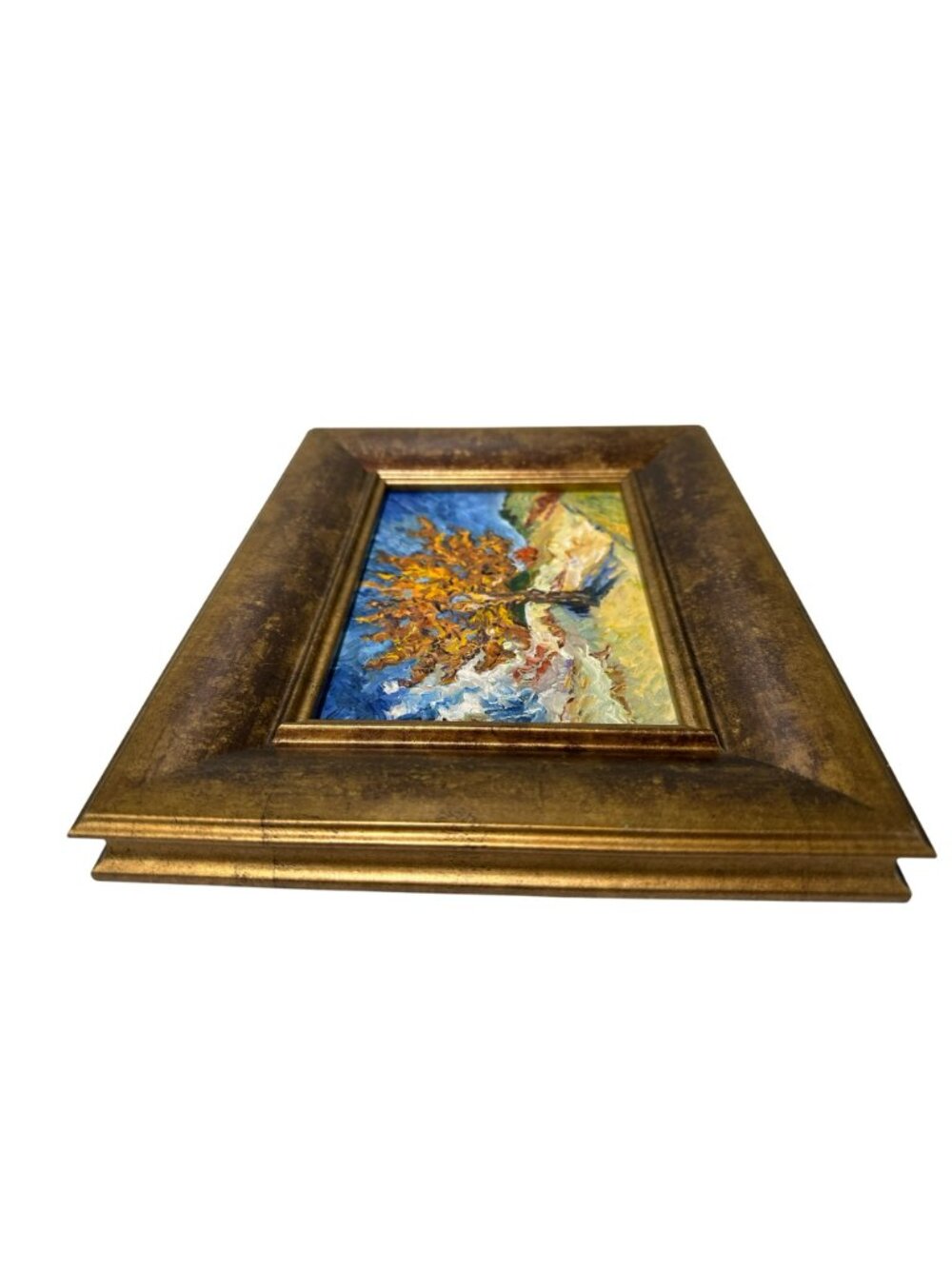 Original Oil Painting Of Autumn Tree In Landscape By S.P. Smith Gold-Tone Frame - Picture 4 of 5